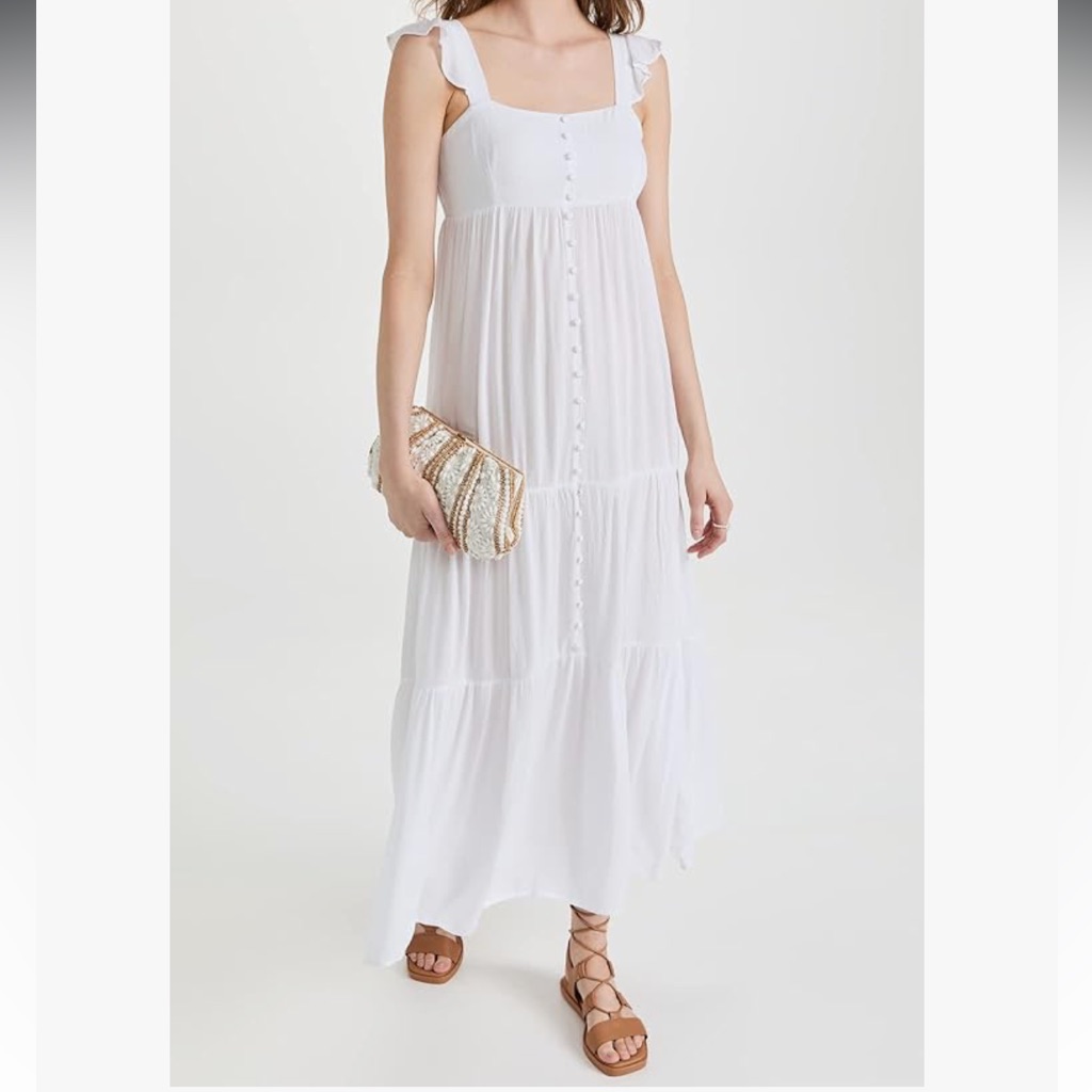 Bb Dakota “Ready Or Yacht” Maxi Boho Dress - Optic White - Size M - Nwt